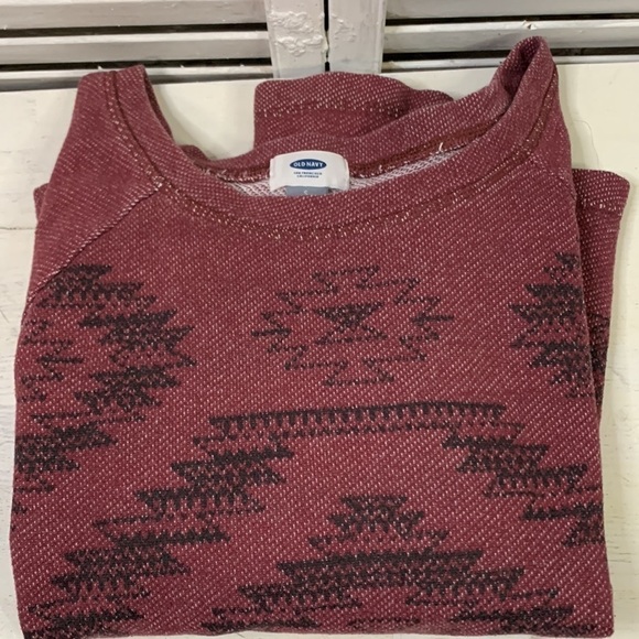 t6 Aztec print old navy burgundy cropped sweatshirt size small - Picture 11 of 11